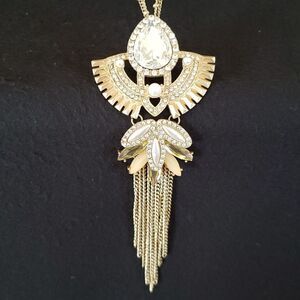 Beautiful Long Pendant Necklace Bold and Sparkly